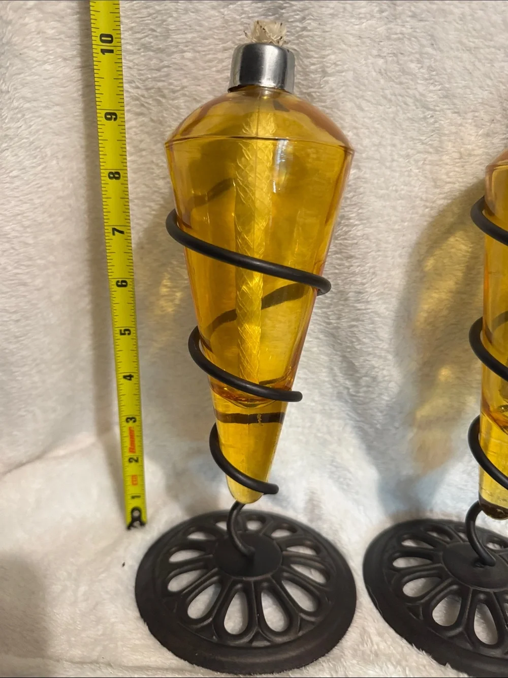 Contemporary Amber Glass Spiral Tabletop Torches - Set of 2 - Picture 2 of 3